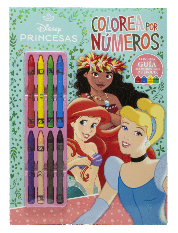 PRINCESAS. COLOREA POR NÚMEROS. CERAS